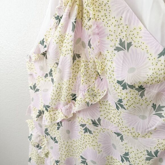 TED BAKER | Suttonn Yellow Lavender Floral Ruffle Sleeveless Dress | 4, US 10 - Picture 5 of 12